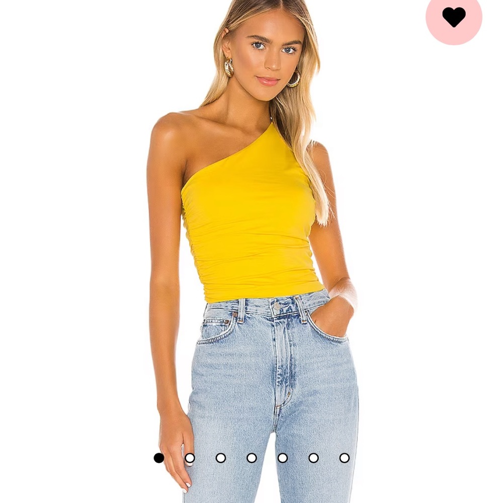 Superdown Revolve Yellow Rouched Off The Shoulder… - image 1